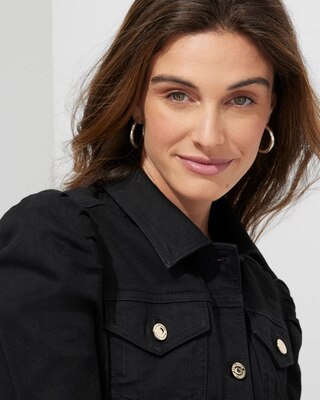 Outlet WHBM Puff-Shoulder Denim Jacket
