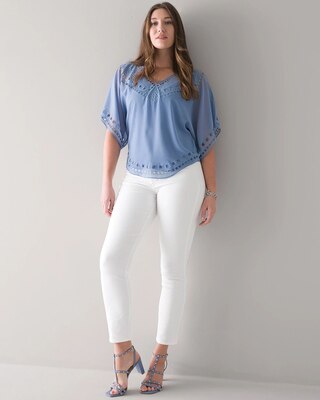 High-Rise White Straight Jeans click to view larger image.