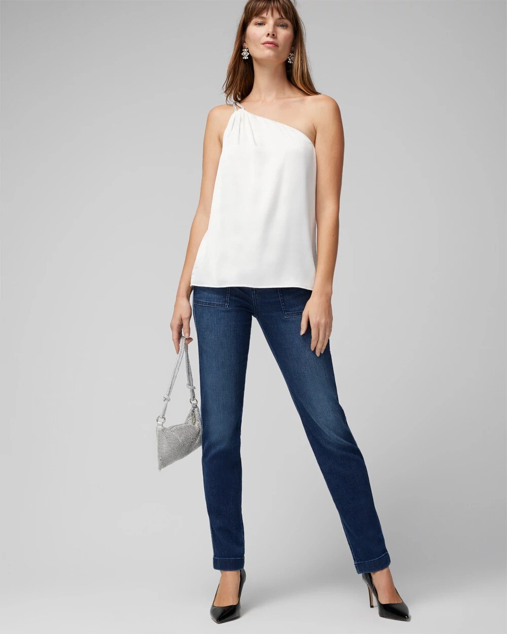 One Shoulder Satin Shell Top - image 2