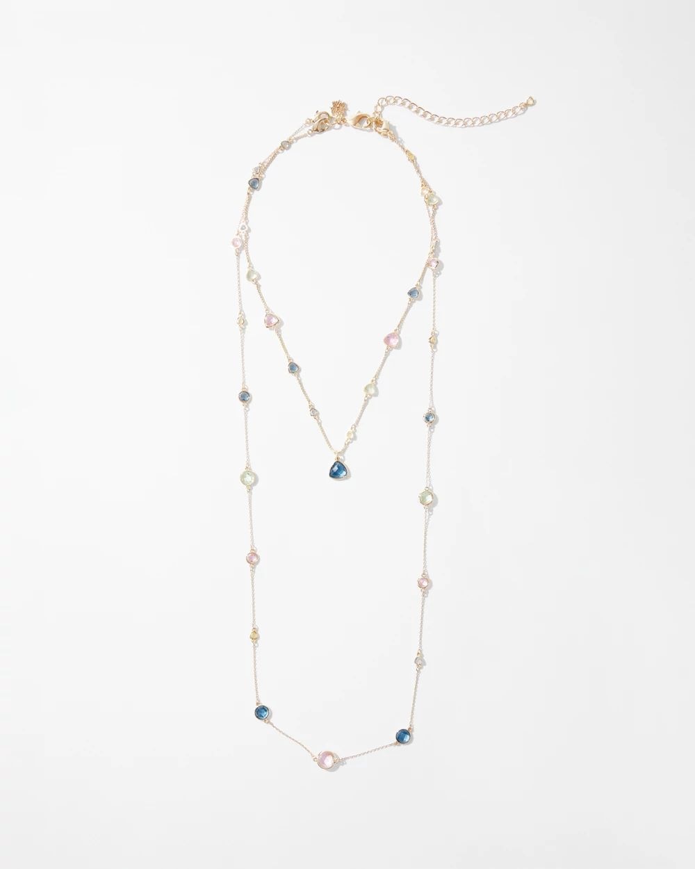 Gold Convertible Multi-Crystal Multi-Strand Necklace