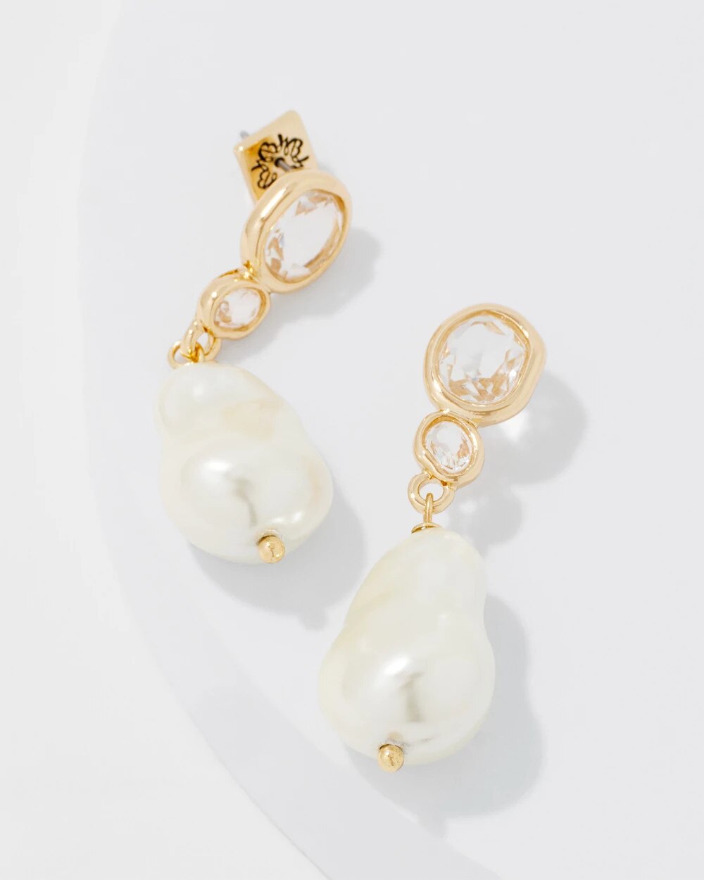 Crystal + Pearl Drop Earrings