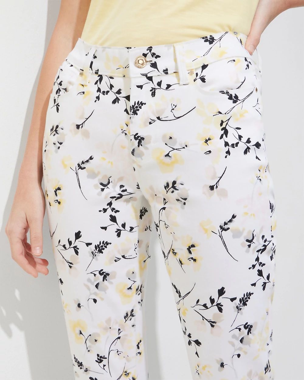 Outlet WHBM Floral Mid-Rise Slim Jeans