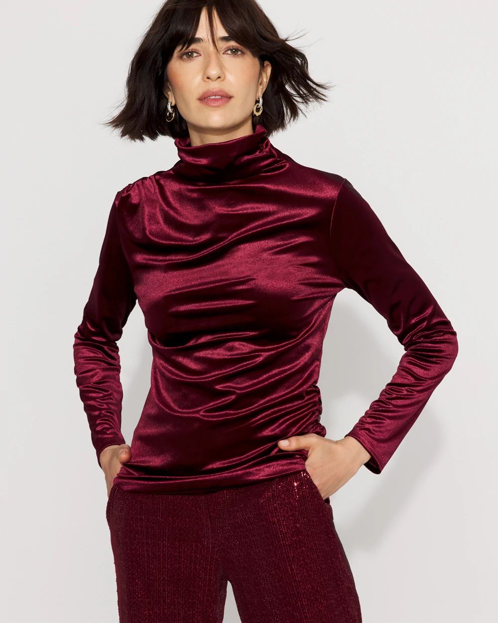 WHBM FORME™ Long Sleeve Velvet Top