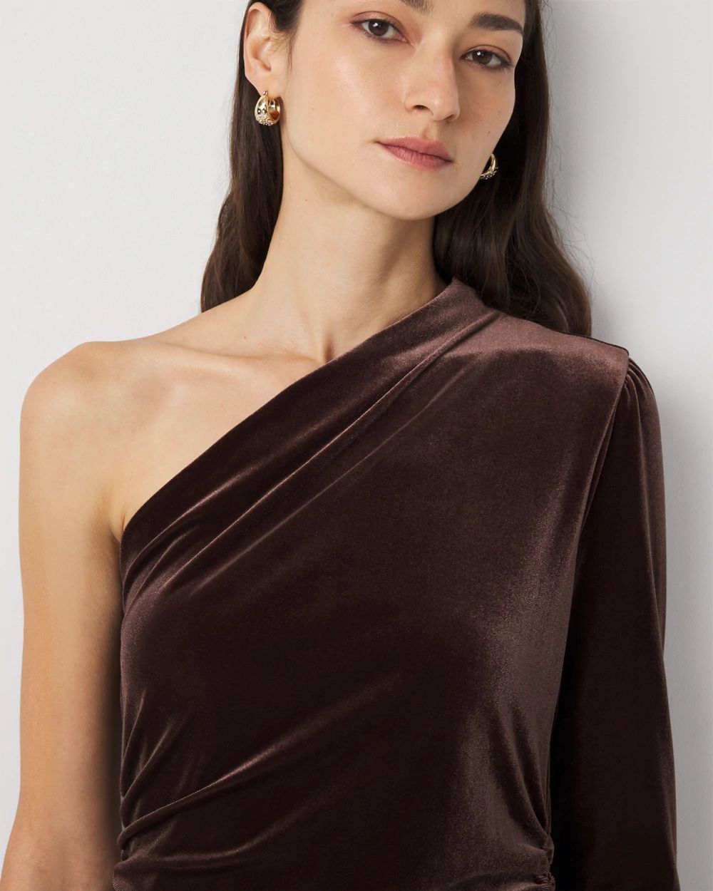 Petite One-Shoulder Velvet Bodycon Dress