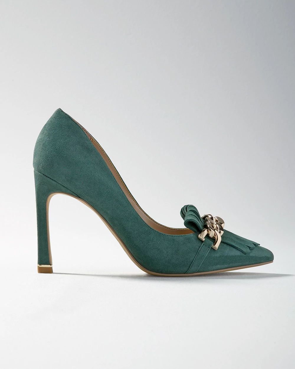 Suede Fringe High-Heel Pump