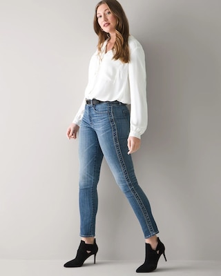 Curvy-Fit High-Rise Everyday Soft Denim™ Novelty Side Stripe Slim Ankle Jeans click to view larger image.