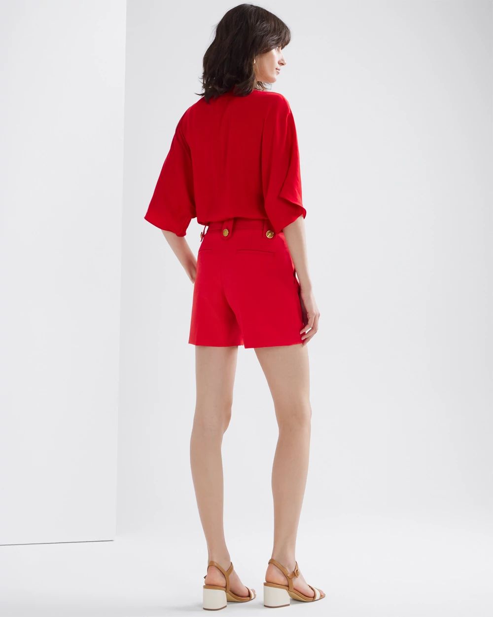 High-Rise Lightweight Button Comfort Stretch Shorts