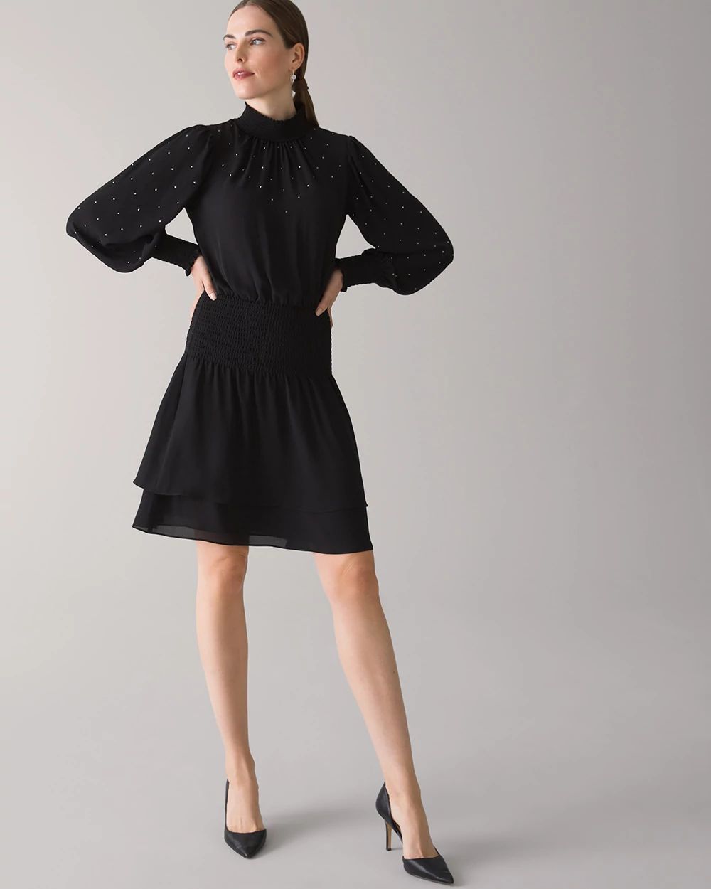 Smocked Blouson Dress