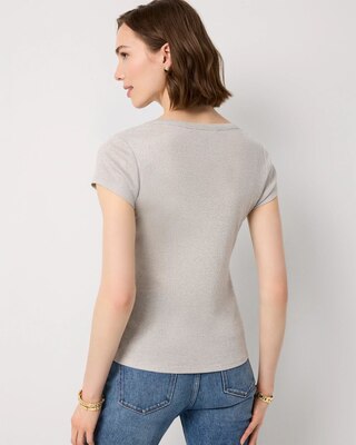 WHBM FORME™ Metallic Ribbed Scoop Neck Tee click to view larger image.
