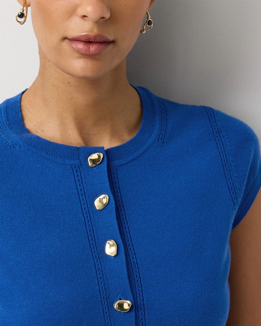 Pointelle Short Sleeve Cardigan click to view larger image.