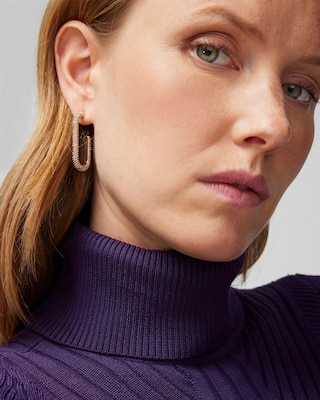 Gold Crystal Pave Link Hoop Earrings