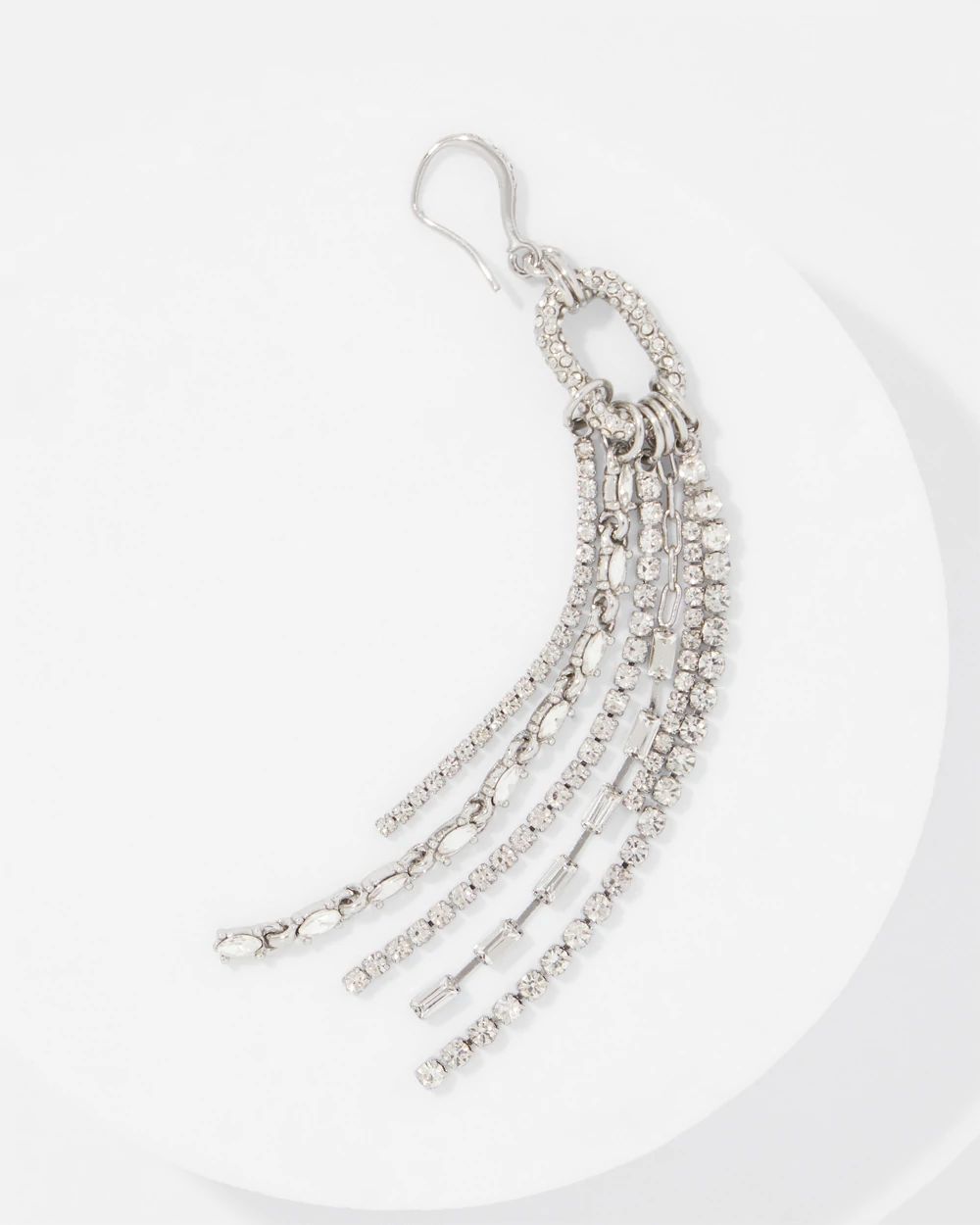 Rhinestone Fringe Drop Earrings click to view larger image.