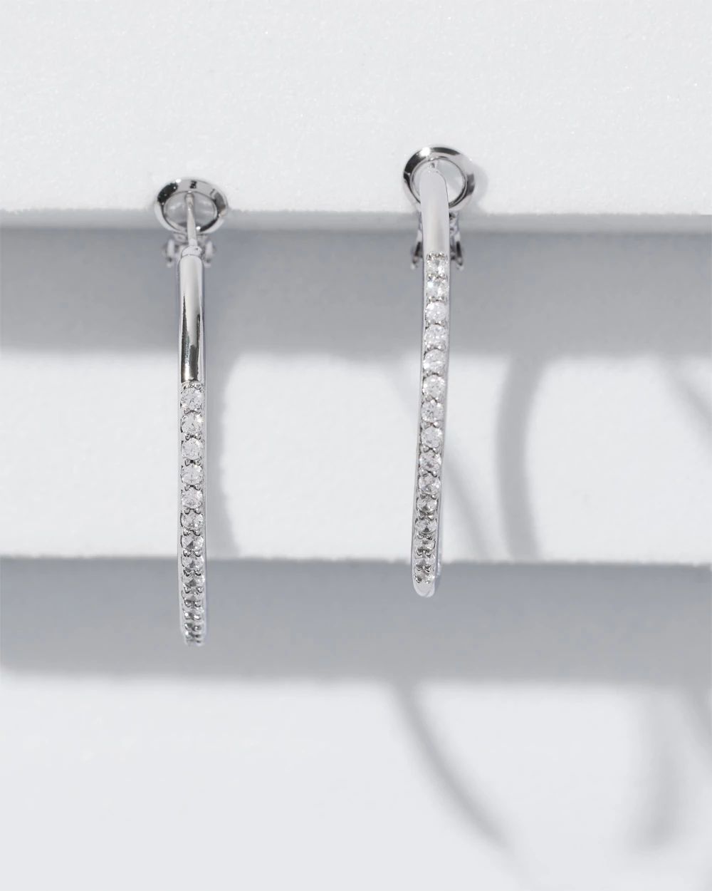 Pavé Silvertone Small Hoop Earrings click to view larger image.