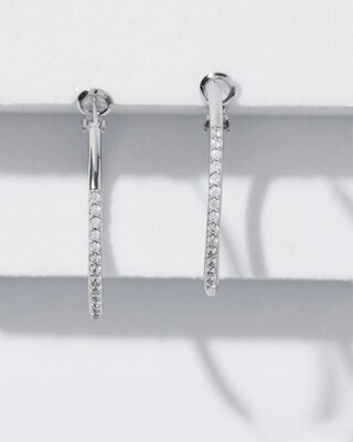 Pavé Silvertone Small Hoop Earrings click to view larger image.