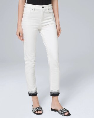 High-Rise Stitch Cuff Slim Crop Jeans