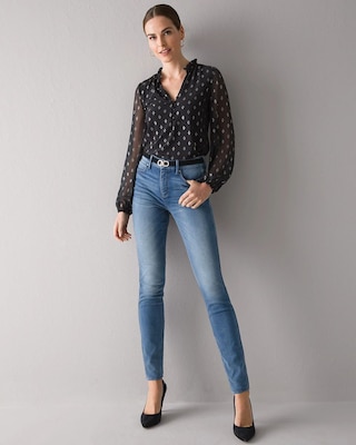 High-Rise Cashmere Denim Skinny Jeans