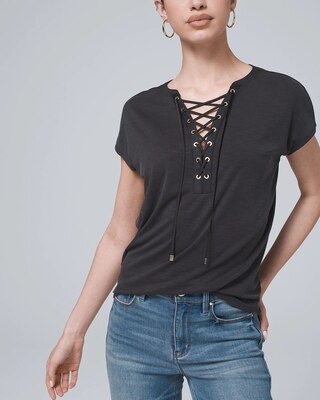 Sandwash Lace Up Tee