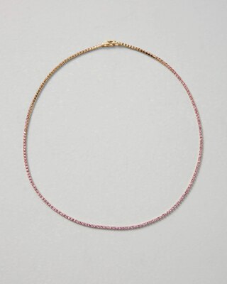 Goldtone Pink Tennis Necklace