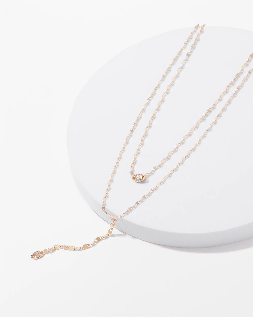 Gold Pave Chain Y-Necklace