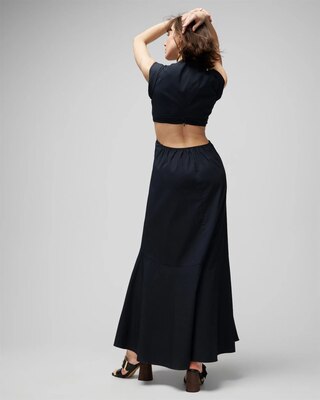 Cap Sleeve V-Neck Cutout Midi Dress