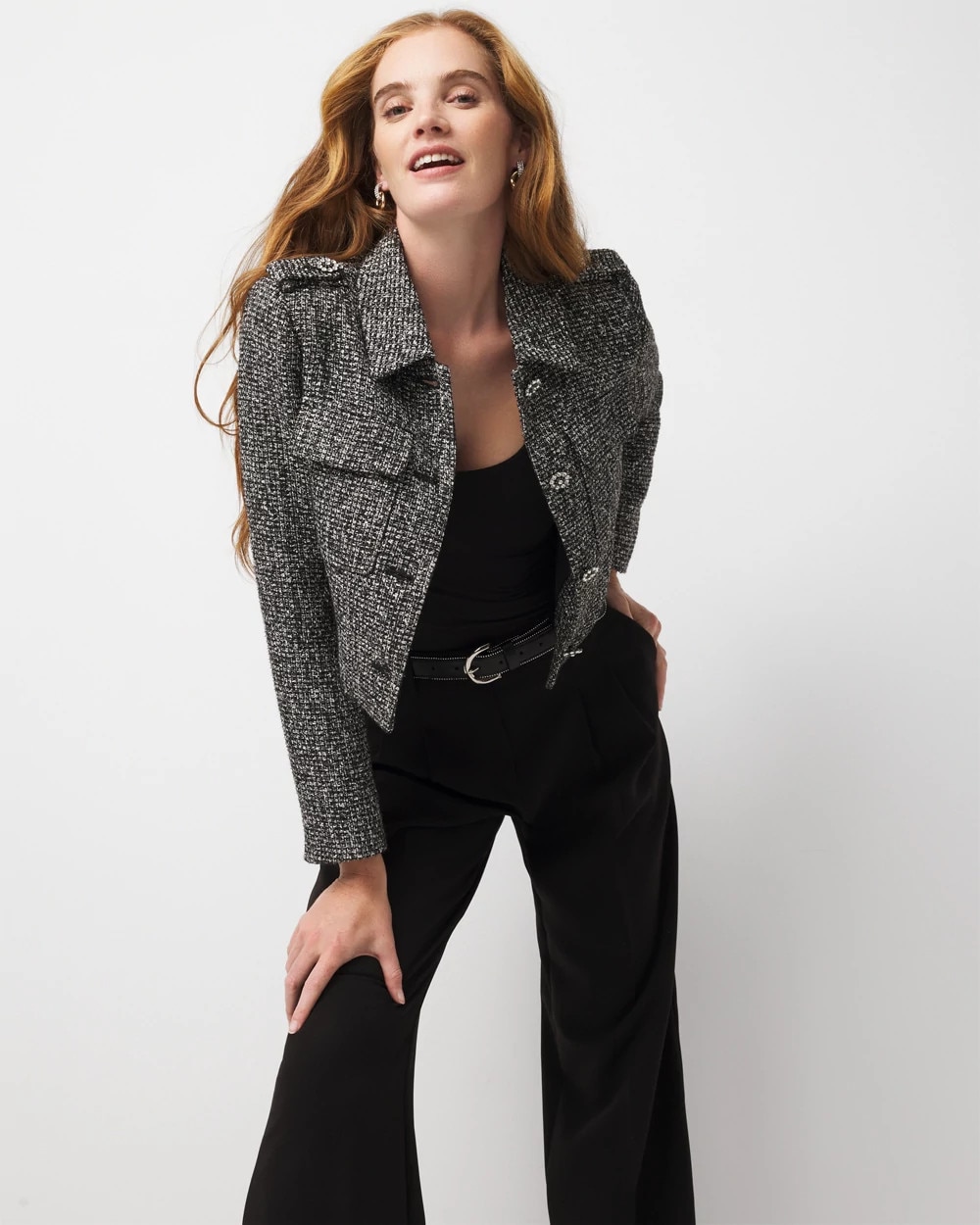 Sequin Tweed Trucker Jacket - image 2