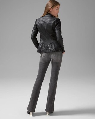 Coated Denim & Lace Motorcycle Jacket