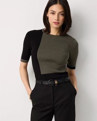 Colorblock Elbow Sleeve Pullover