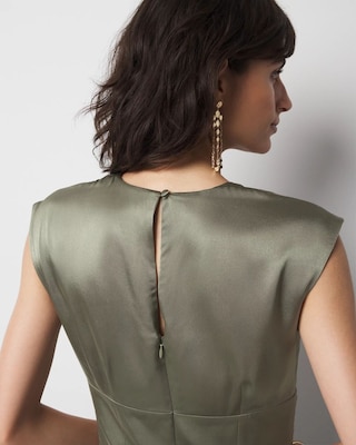 Satin Flutter Sleeve Midi Dress click to view larger image.