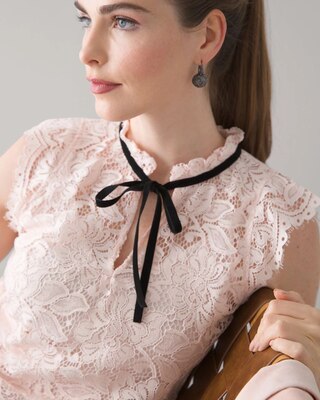 Lace High Neck Shell Top