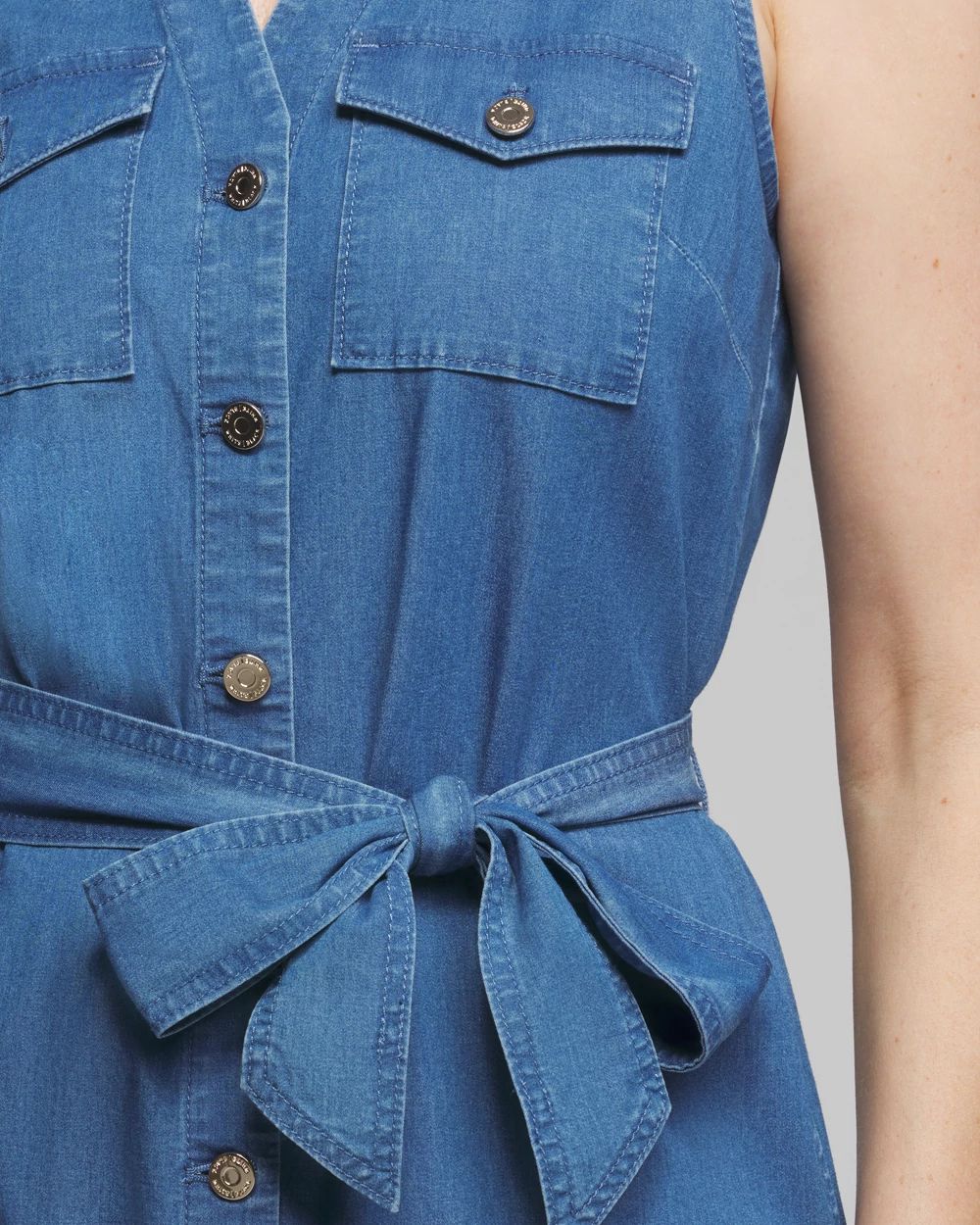 Outlet WHBM Tie-Waist Midi Denim Dress
