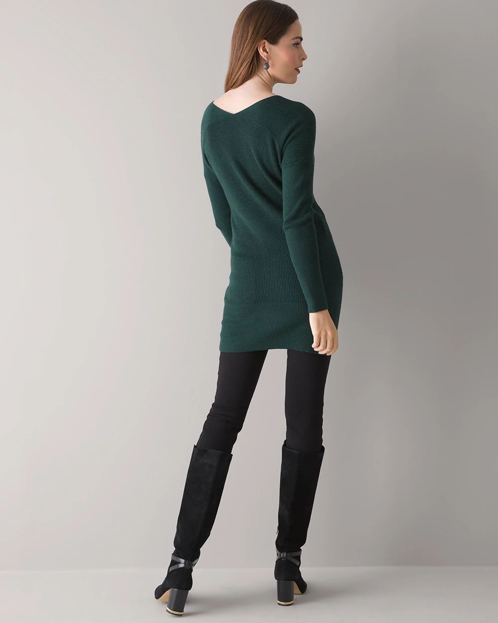 Petite Long Sleeve Ribbed Tunic