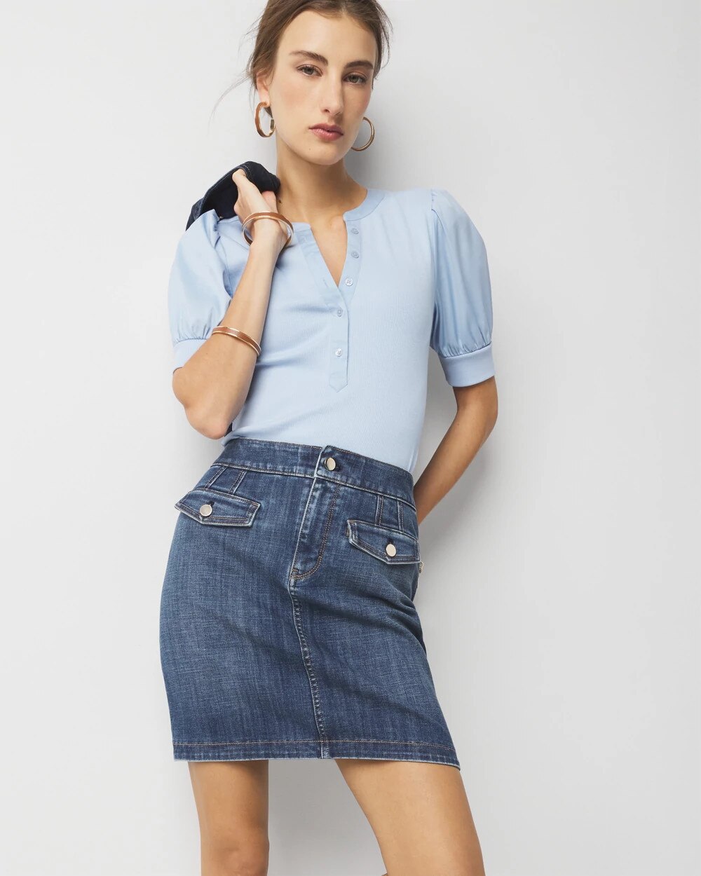 Denim Mini Skirt - image 1