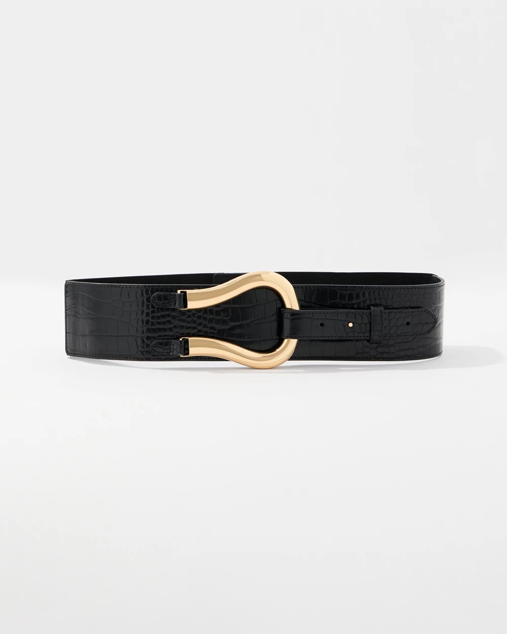 Faux Croc Wide Waist Belt