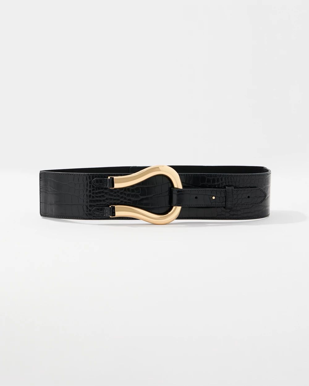 Faux Croc Wide Waist Belt click to view larger image.