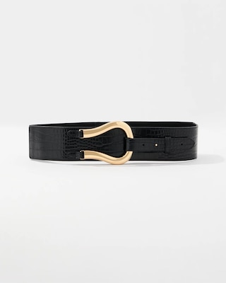 Faux Croc Wide Waist Belt click to view larger image.