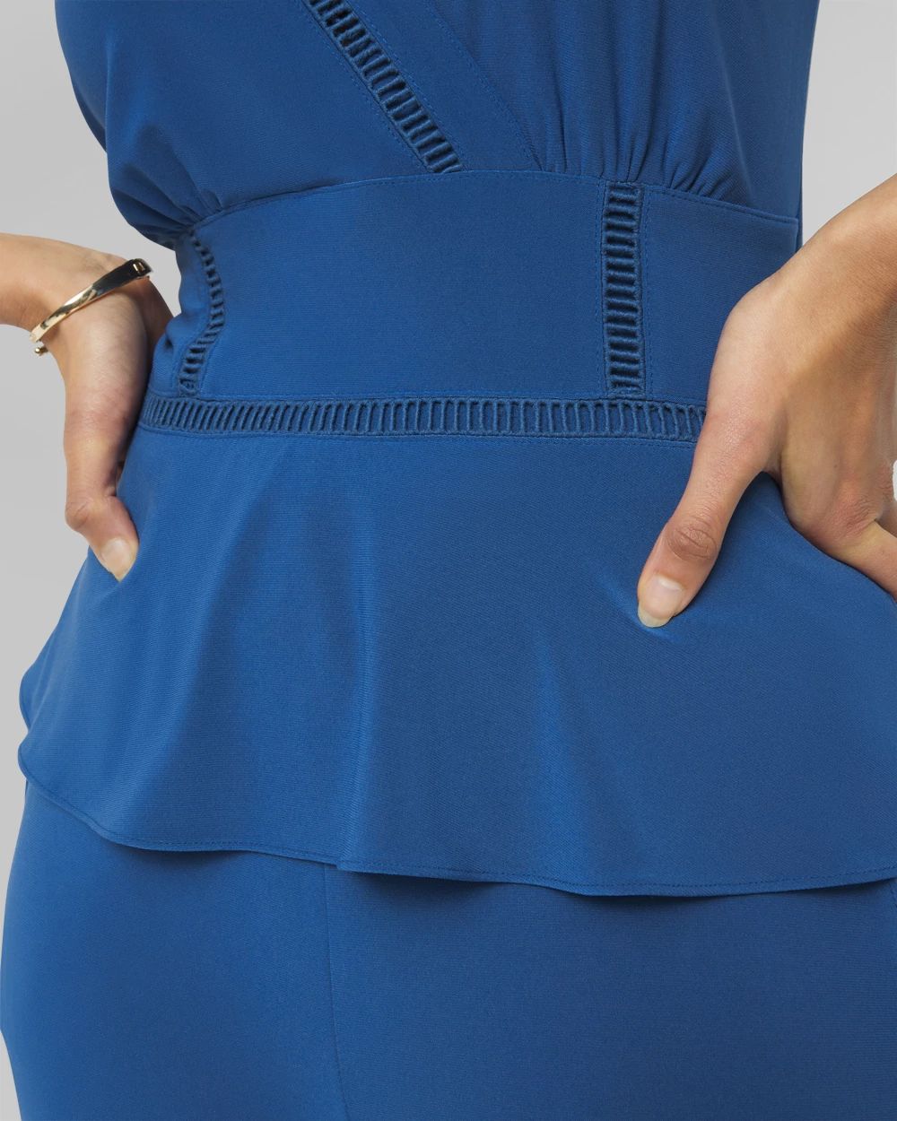 Matte Jersey Ladder Trim Peplum Top