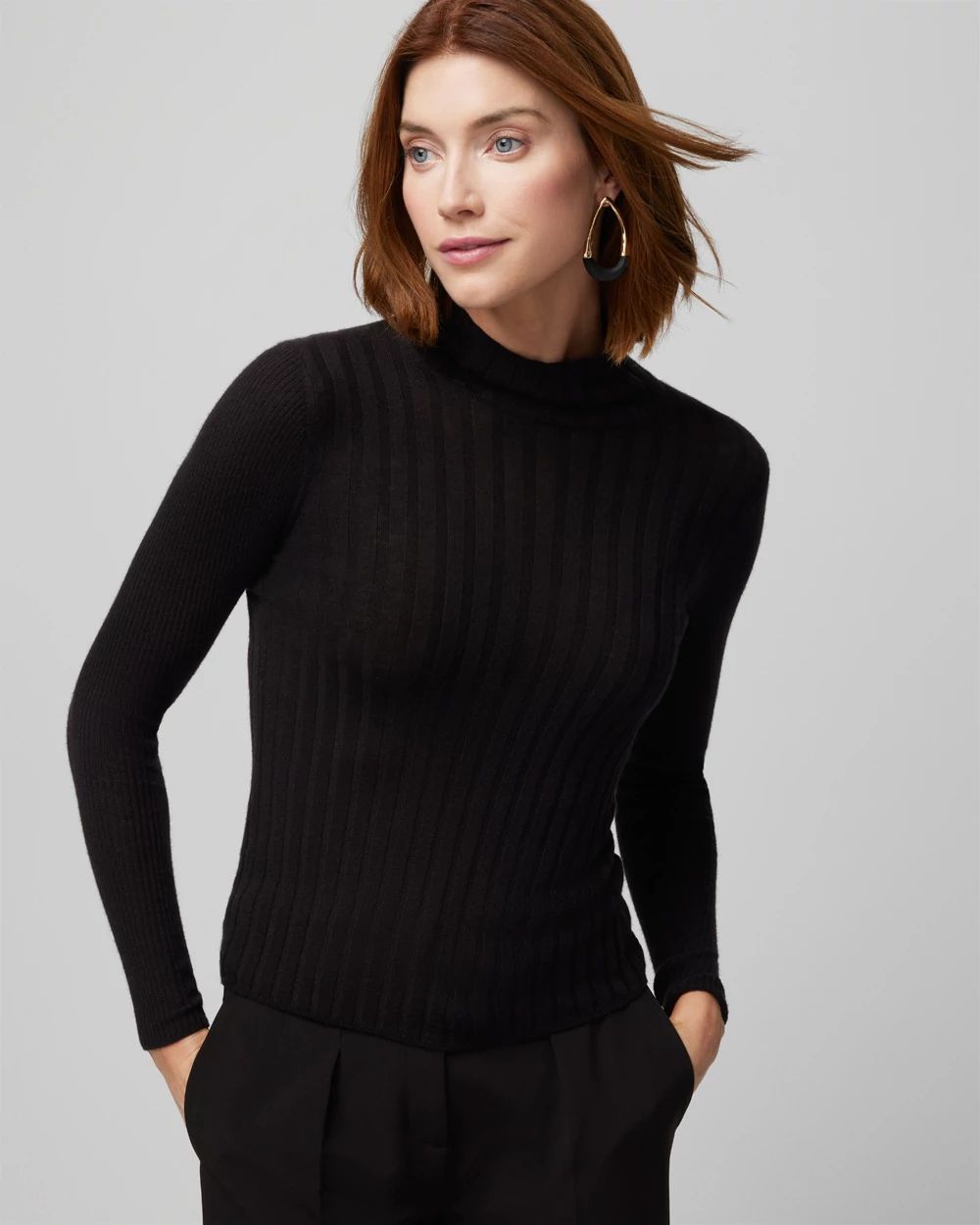 Long Sleeve Cashmere Blend Mockneck