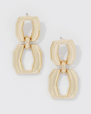 Gold Double Links Drop Earrings