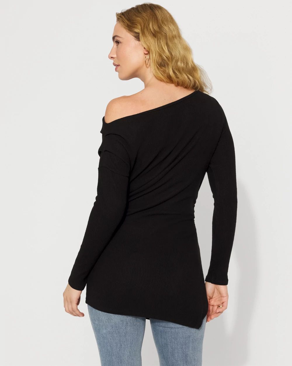 Off-The-Shoulder Rib Snit Top