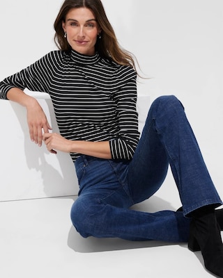 Outlet WHBM Long Sleeve Mockneck Puff Sleeve Tee click to view larger image.
