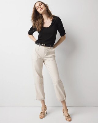 Ruched-Sleeve Scoop Neck Top click to view larger image.
