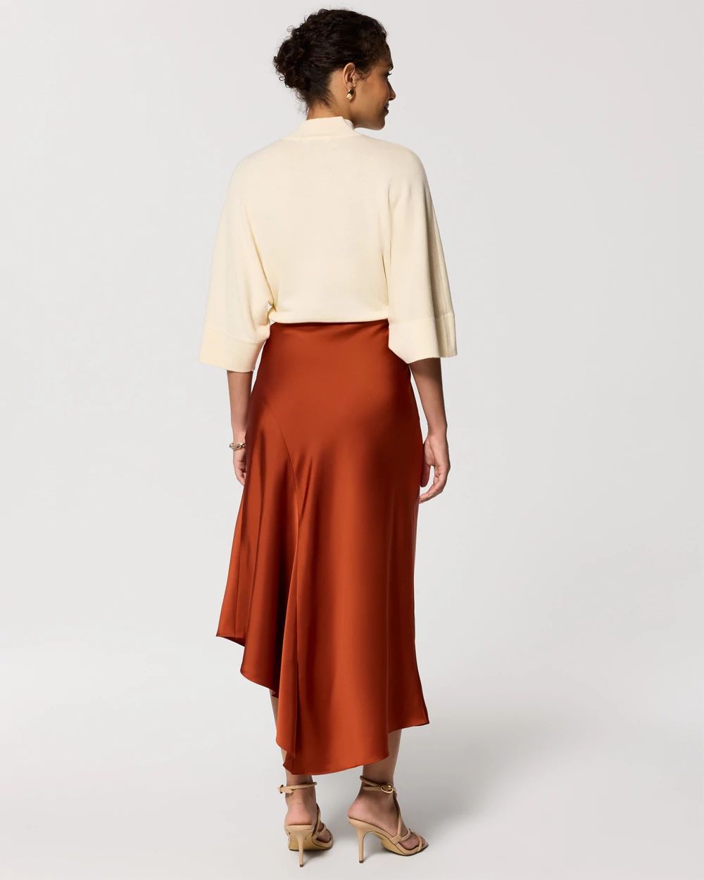 Petite Satin Midi Slip Skirt click to view larger image.