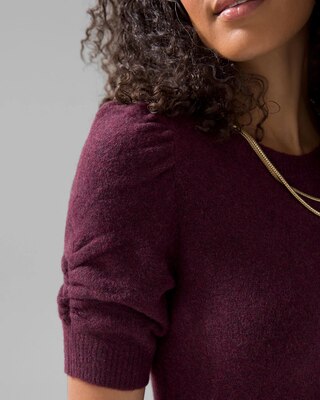 Elbow-Sleeve Soft Crew Gathered Pull Over