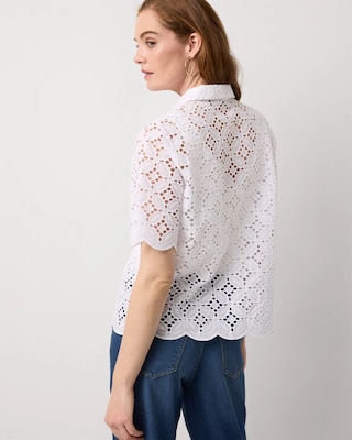 Elbow Sleeve Lace Cotton Shirt click to view larger image.