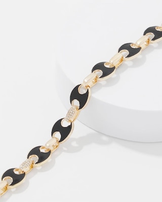 Black Mariner Links & Pavé Bracelet click to view larger image.