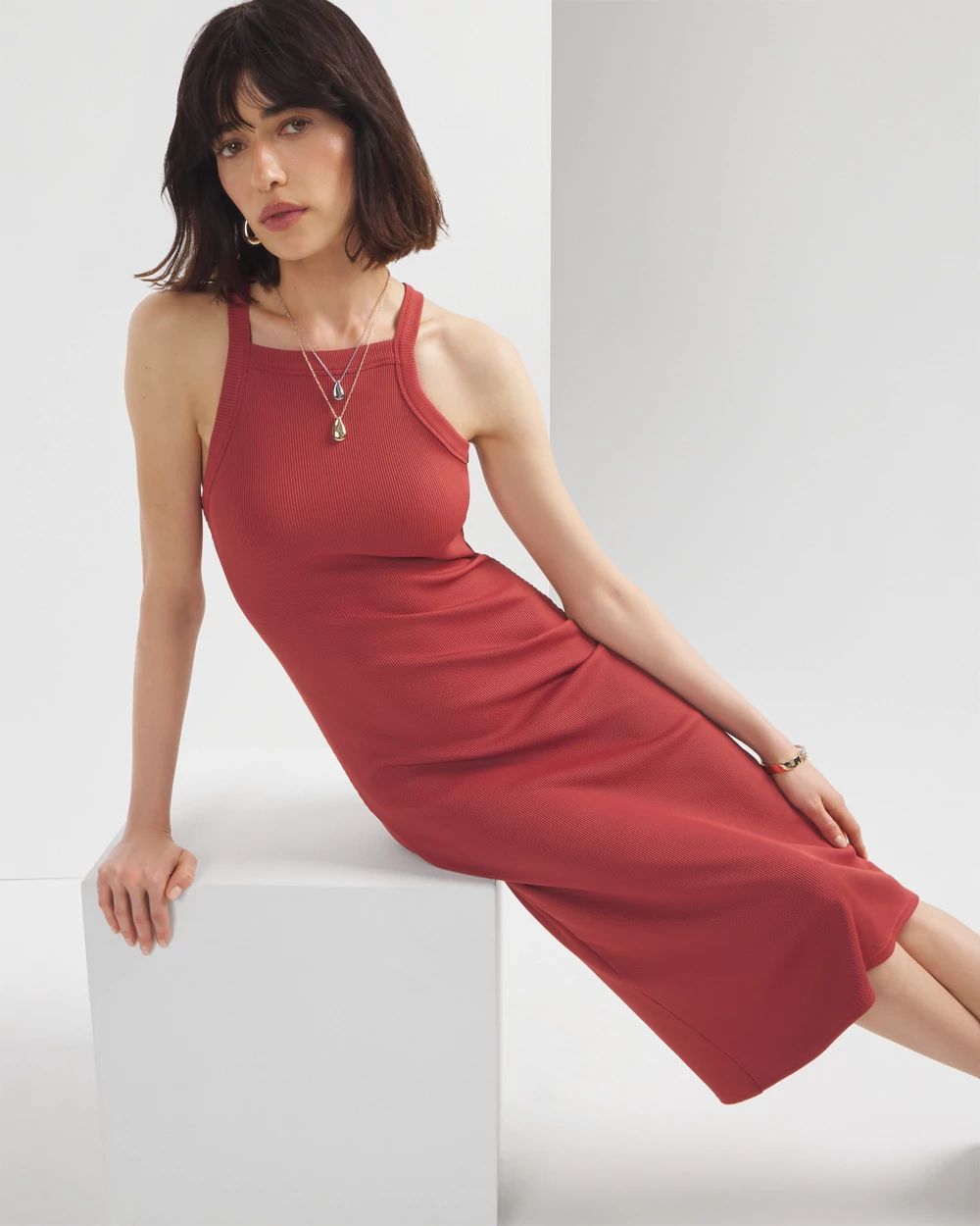 WHBM® FORME Rib Cutout Midi Dress