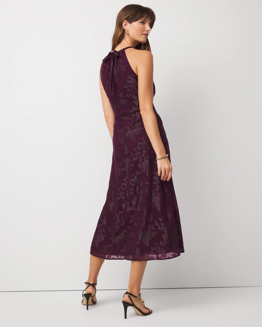 Jacquard Halter Midi Dress