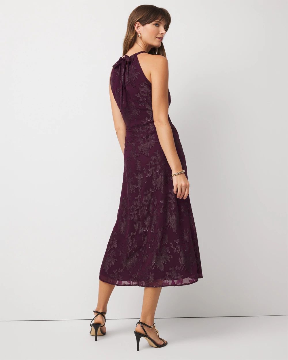 Jacquard Halter Midi Dress click to view larger image.