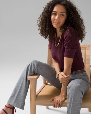 Elbow-Sleeve Soft Crew Gathered Pull Over