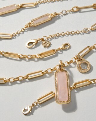 Convertible Goldtone Rose Quartz Necklace